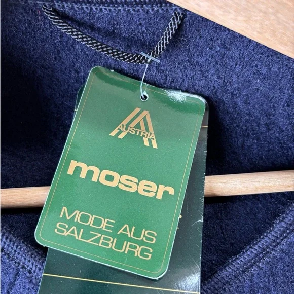Moser Austria Boiled Wool Trachten Jacket Navy EU 48 Salzburg NWT - Picture 10 of 12